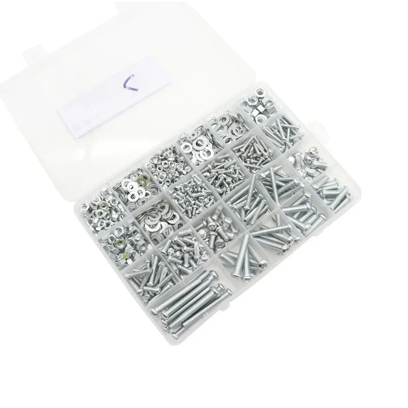 M3 M4 M5 M6 Machine Screws with Nuts Bolts and Washers,Phillips Pan Round Head Screw Bolt Nut Washer Assortment Set Kit Box