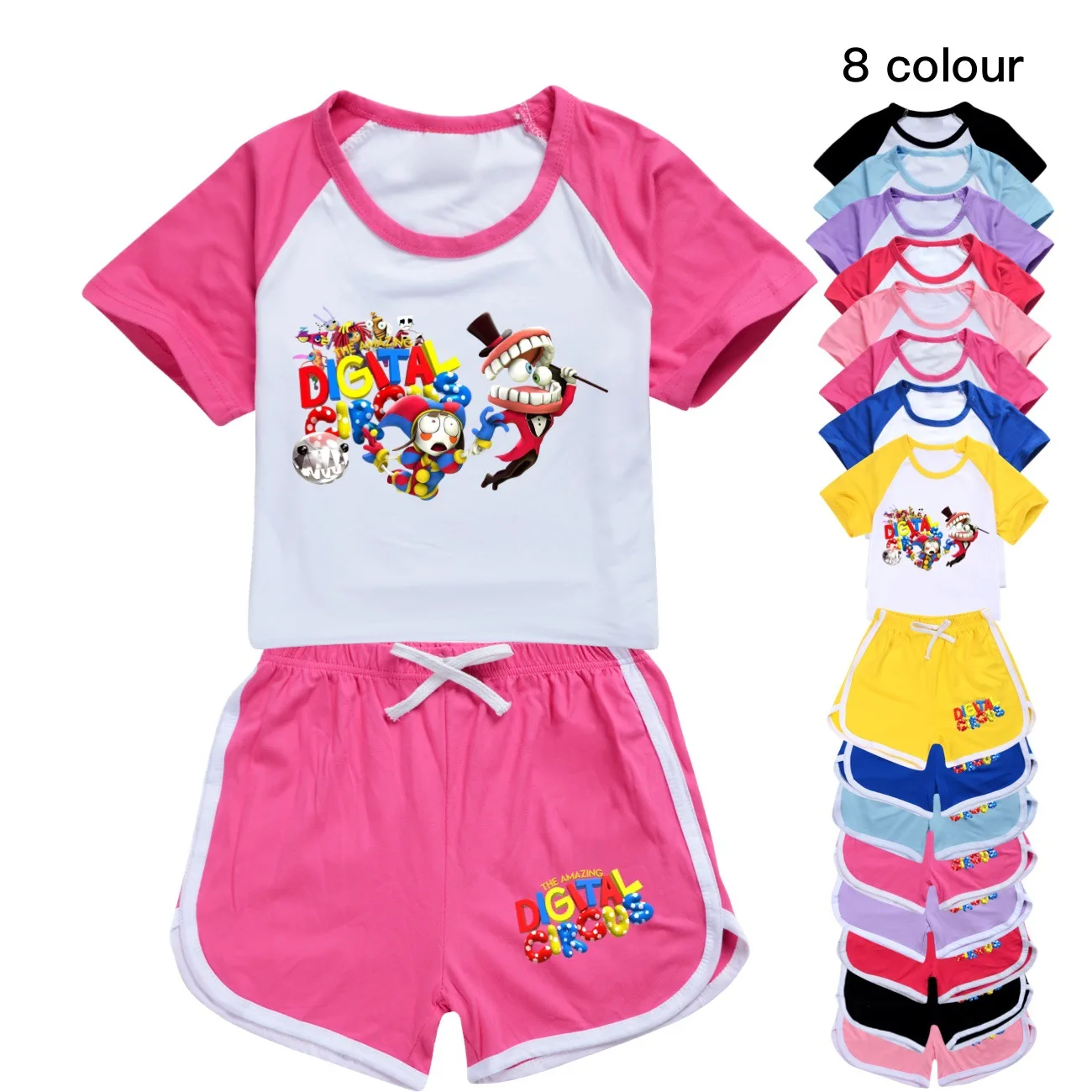 

The Amazing Digital Circus Girls Boys Summer Tracksuits Kids Sports T-Shirt+Pants 2Pcs/Set Children's Clothing Outfits Pyjamas