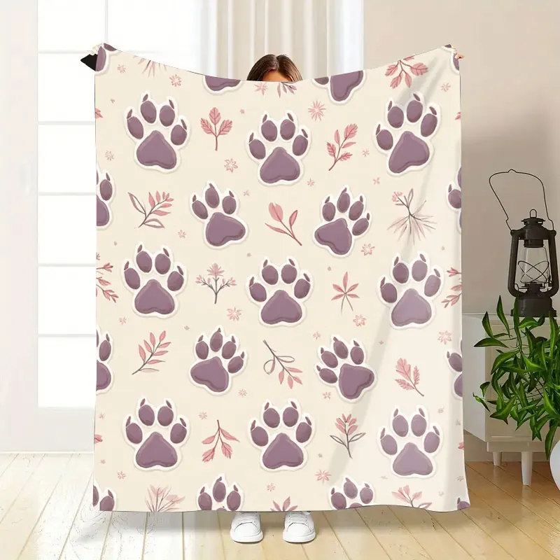 Paw Print Cozy Flannel Blanket for Pet Lovers