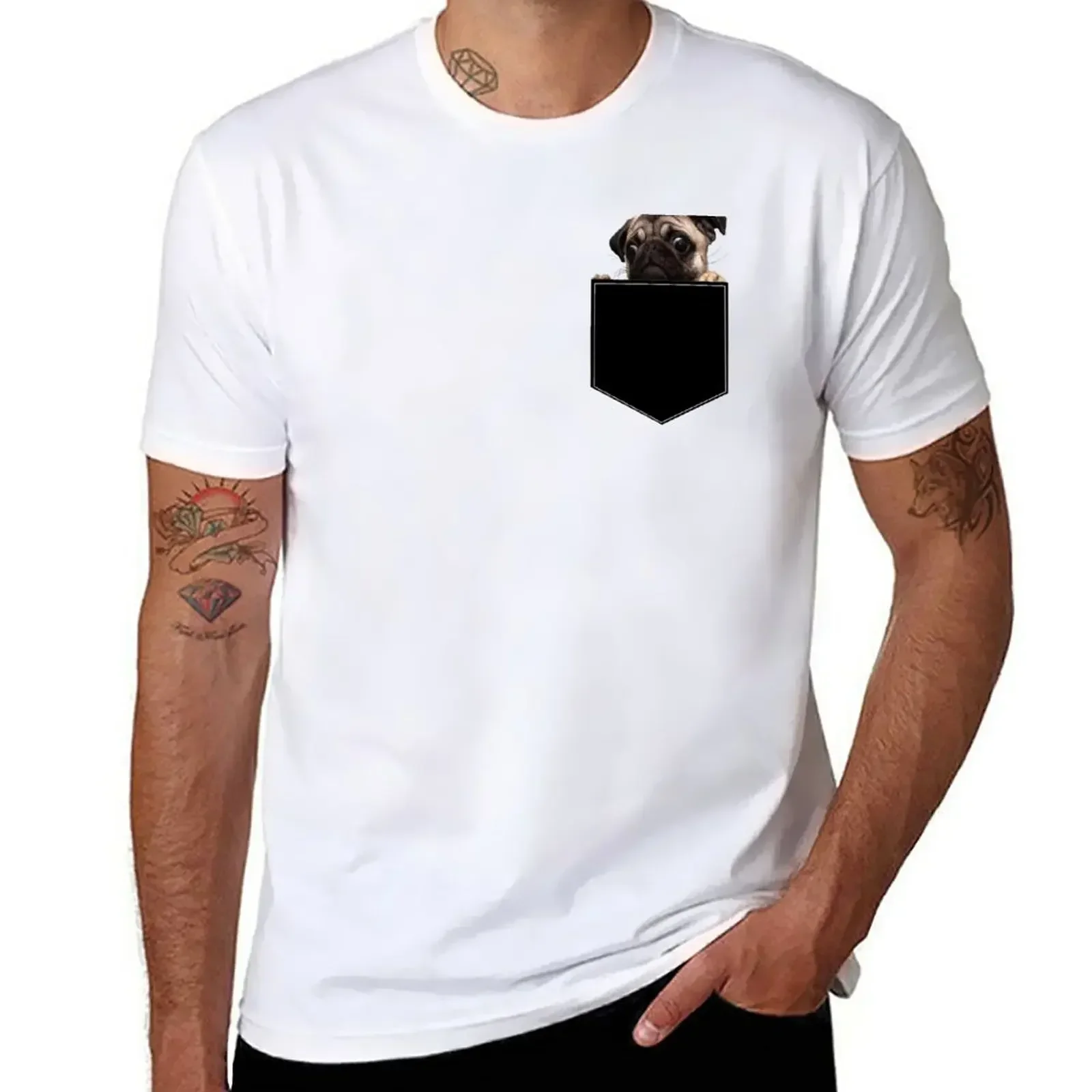 

Pug Pocket T-Shirt hippie clothes tees oversizeds mens big and tall t shirts