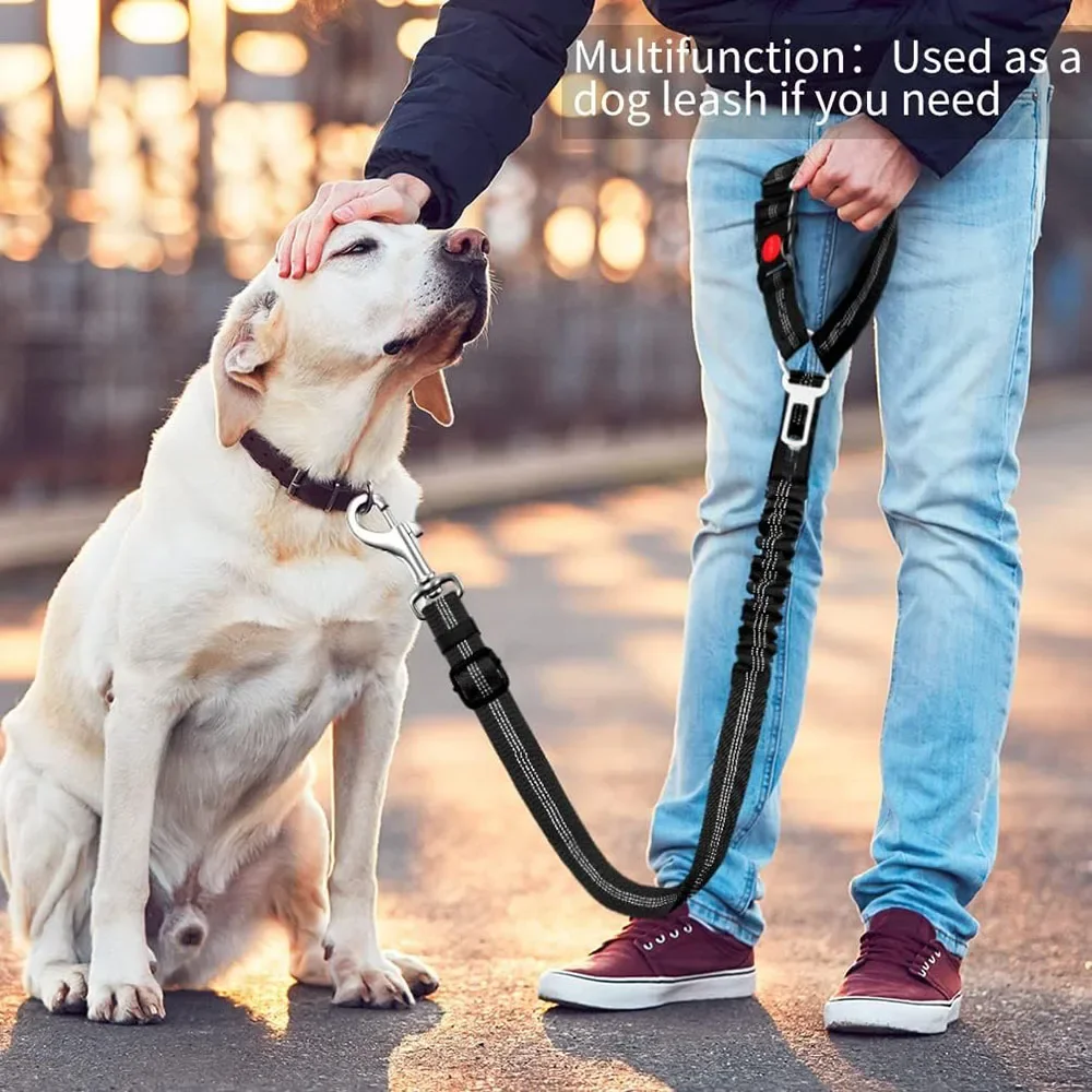3in1 Dog Seat Belts Retractable Dog Car Seatbelt Reflective Elastic Nylon Pet Seat Belt for Vehicle Headrest Adjustable for Dogs