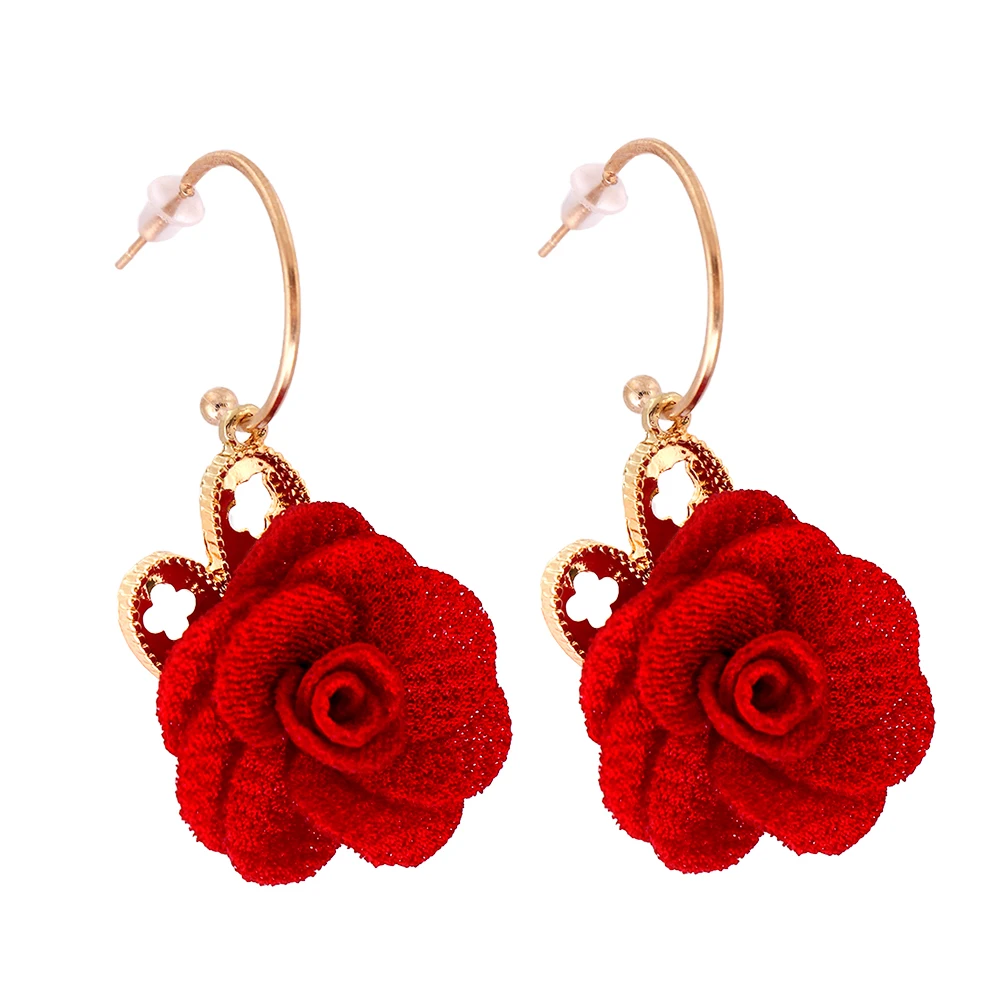 Dangle Earrings Red Rose Stud Earrings Red Rose Dangle Earrings