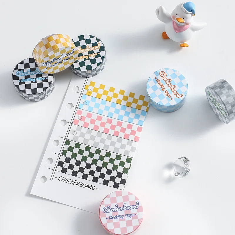 MOHAMM 1 Roll Fresh Grid Washi Tape for DIY Journal Scrapbooking Diary Planners Crafts Supplies 4