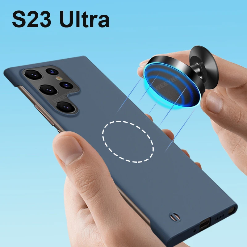 Custodia Senza Cornice In Plastica Rigida Sottile Originale Per Samsung Galaxy S23 S23 Plus S23 Ultra 5G S23 Plus S23Ultra Cover Magnetiche Opache