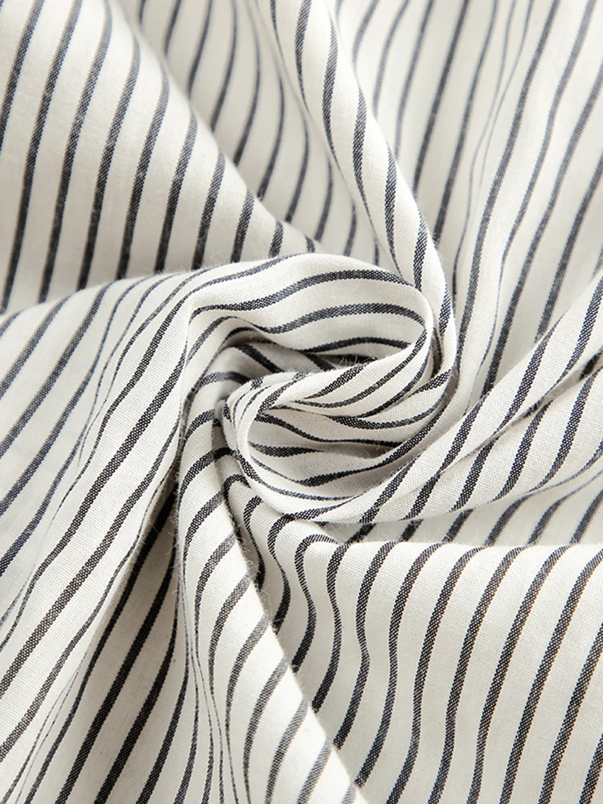 Marthaqiqi Striped Female Sleepwear Set Long Sleeve Pajamas Turn-Down Collar Nightwear Shorts Casual Women Nightie 2 Piece Suit