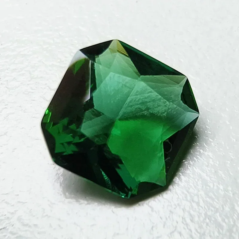 Lab Grown Zambian Emeralds Hydrothermal Hand Cutting Square No Corners with Cracks Inclusions Inside Selectable AGL Certificate