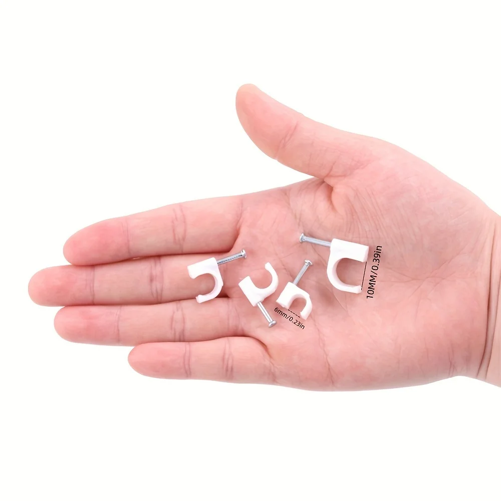 Cable Clip Cable Pipe Clamp Cable Organizer 100 Cable Clamps with Steel Nails 4/5/6/8/10mm