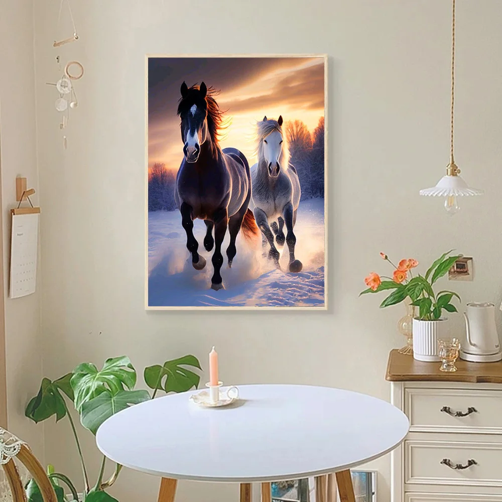 Huacan 5D Diamond Painting Horse Full Square/round Mosaic Embroidery Cross  Stitch Animal Sunset Handicraft Wall Sticker - AliExpress