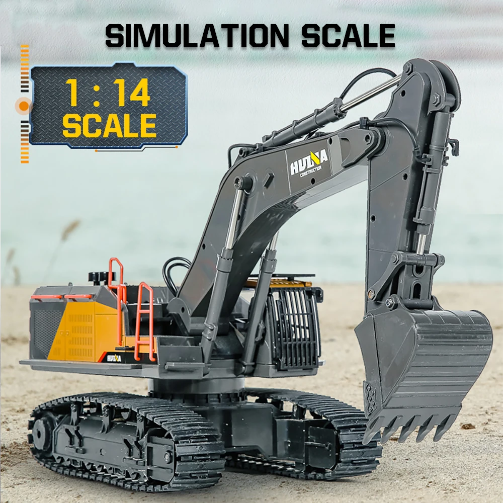 Huina 1592 RC Excavator 1:14 Alloy Remote Radio Controlled 22Ch Big Engineering Vehicle Simulation Navvy RC Truck Toy for Boy 4