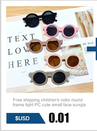 Free shipping children's color round frame light PC cute small face sunglasses