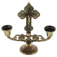 Shabbat Candles Holders Dining Table Statue Alloy Vintage Religious Gift Zinc Metal Candlestick Church Stand for Decor 2