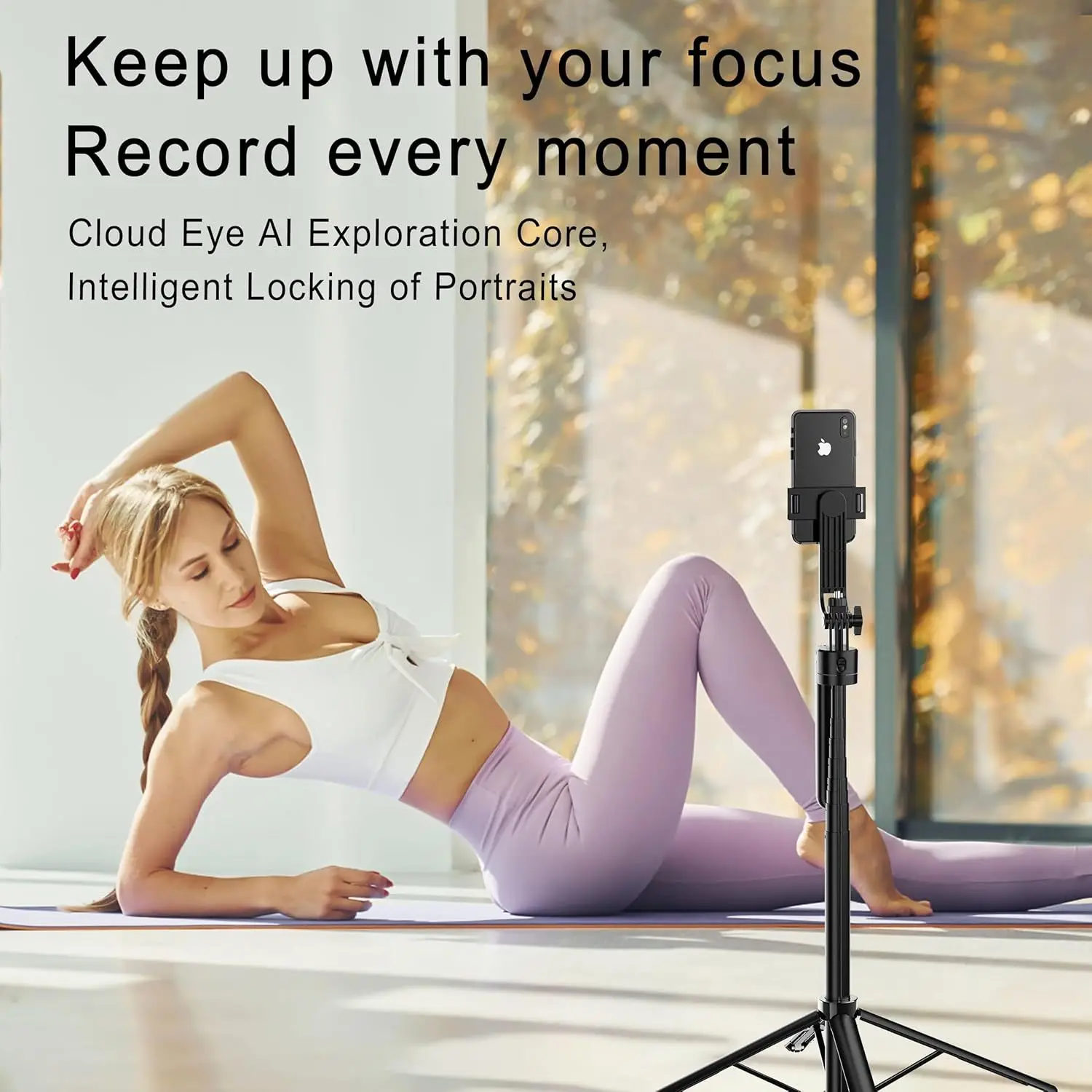 C17 Auto Face Tracking Tripod 1.63m Extendable Auto Face Tracking Selfie Stick Tripod for Video Vlog Live Stream