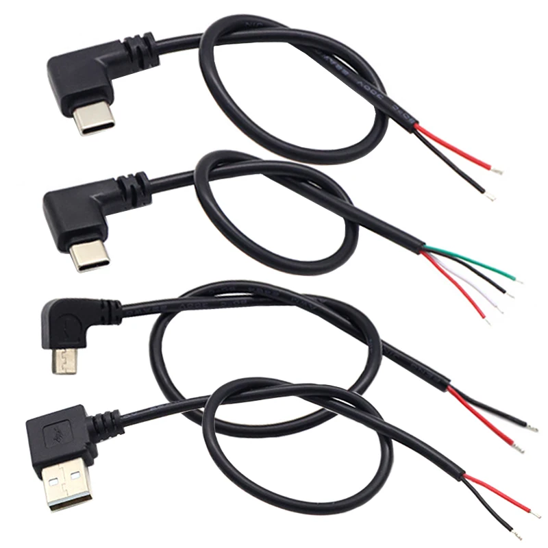ชิ้นส่วนชาร์จ USB 2.0 แบบข้อศอก ใช้ได้กับ Micro USB และ Type-C
