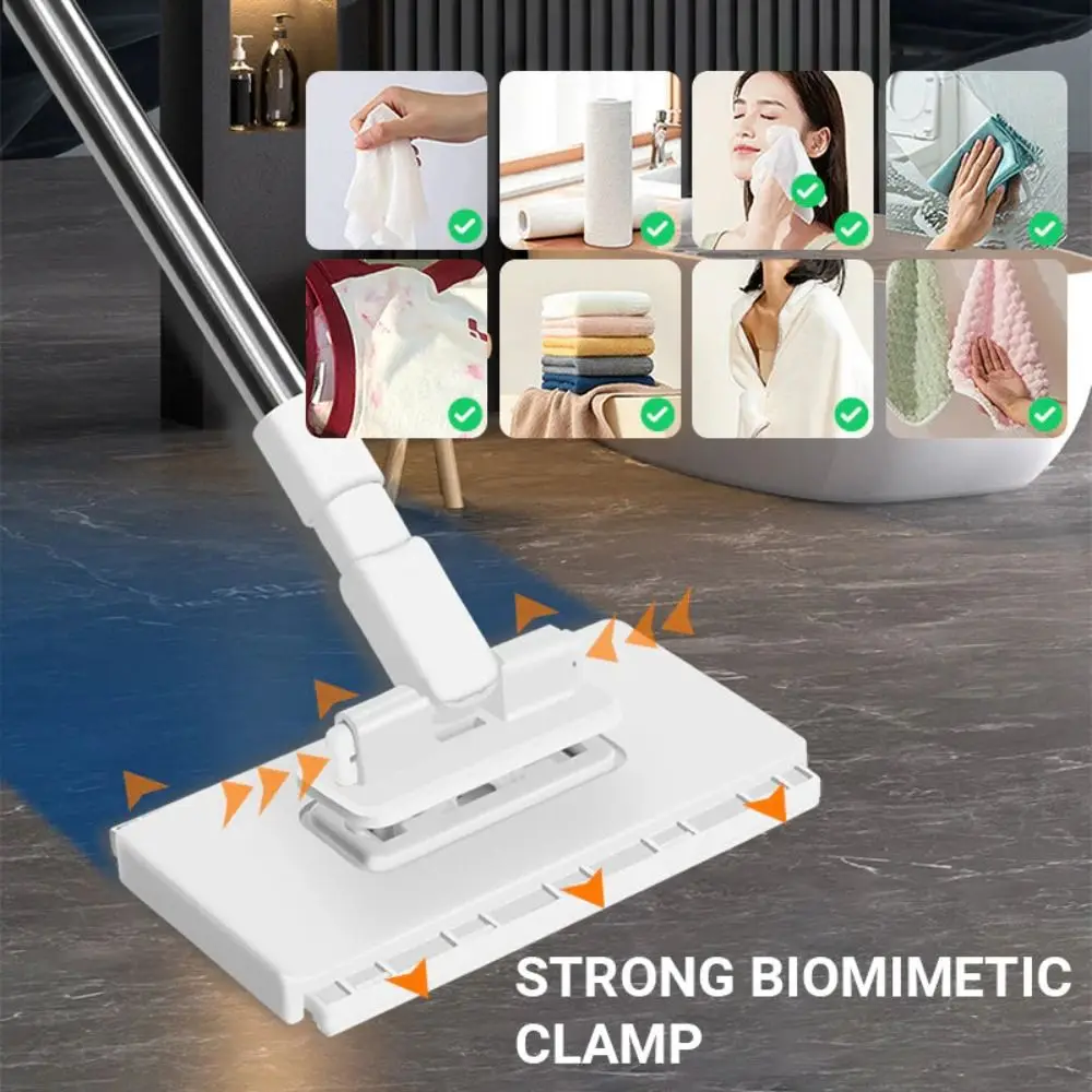 Neu mit 3 wiederverwendbaren Tüchern, Freisprechmopp 360 ° Rotierender Kopf, Klemm-Staubwischer, nicht waschbare Mopps für den Haushalt – Detail 5
