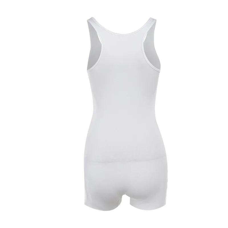 Mono de una pieza blanco con estampado de letras para mujer, mono sin mangas, mono corto ajustado, ropa de verano