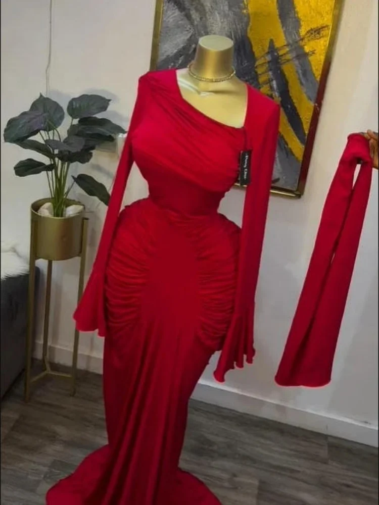 Wmstar Dress Women Wholesale Fashion Evening Dress with Slanted Collar and Pleated Style Long Length Drop Shopping 2025