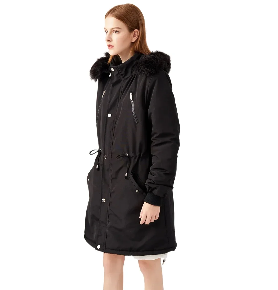 Maternity Outerwear Women Warm Thicken Parka Fleece Coat Pregnancy Winter Jacket with Removable Fur Hood