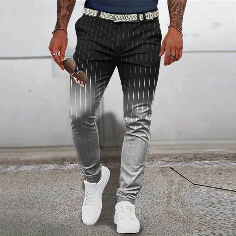 

Летние мужские тонкие брюки модные и универсальные, с трендовым градиентом небольших брюк для бизнеса и отдыха