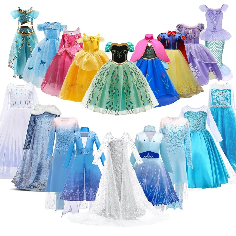 Little Girls Princess White Dress Costume - Elsa Style Party Dress Up For Halloween & Birthdays