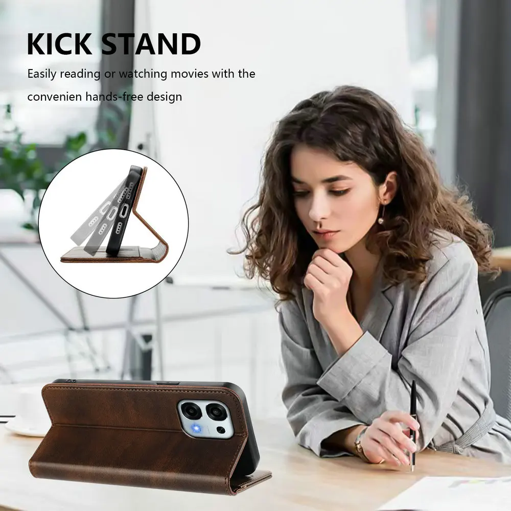 RFID Leather Wallet Case - Luxury Magnetic Book Cover