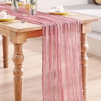 Semi-Sheer Gauze Table Runner Burlap Cheesecloth Setting Dining Rustic Country Wedding Birthday Decor Vintage Table Linens 2