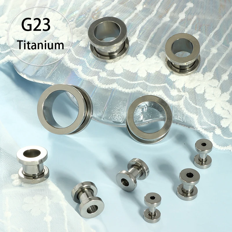 F136 Titanium Ear Gauges Screw Fit Flesh Tunnels Plugs Earrings Hypoallergenic Implant Medical Grade Surgical Steel Earring Plug