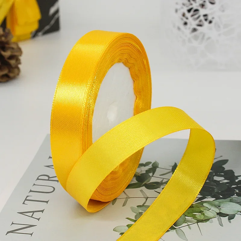 Solid Color Satin Ribbons - Handmade DIY Accessories for Weddings and Gift Wrapping (25 Yards)