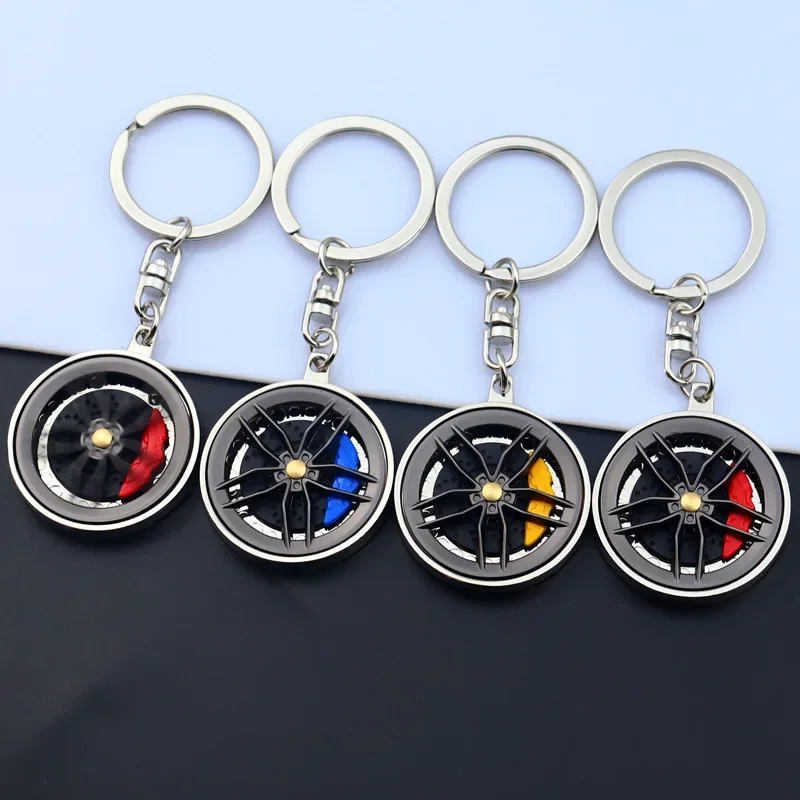 

Metal Wheel Hub Rotary Keychain Bearing Rotation Pendant Disc Spinning Circle Ring Rotatable Key Chain Car Keyring Auto Parts