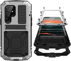 Premium Heavy - Duty Aluminum Metal Armor Phone Case with Shockproof Screen Protector - Samsung S23 (Sliver)