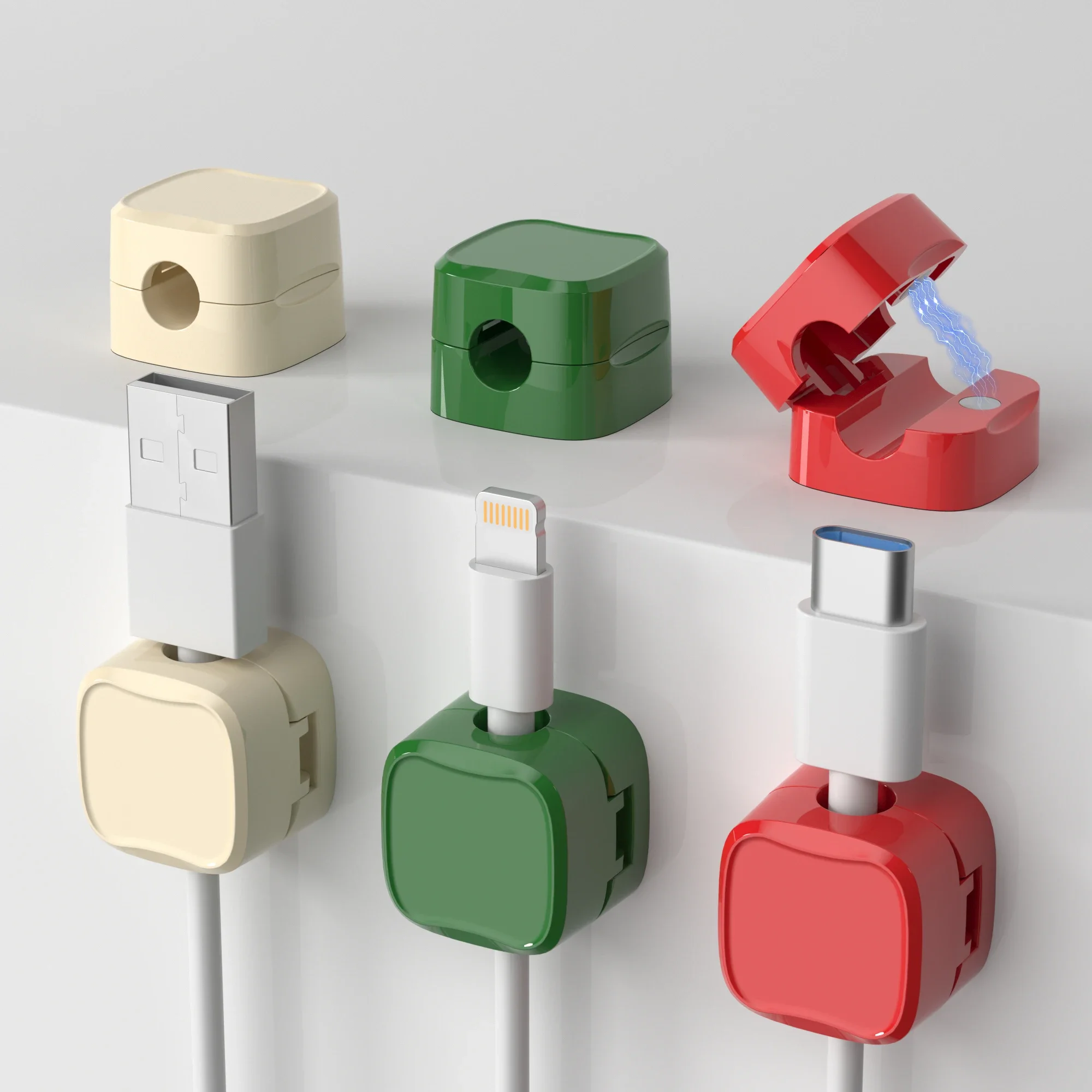 6pcs Cable Organizer Magnetic Plug Box Silicone Cable Winder Flexible Management Clips For Mouse Earphone Phone Data