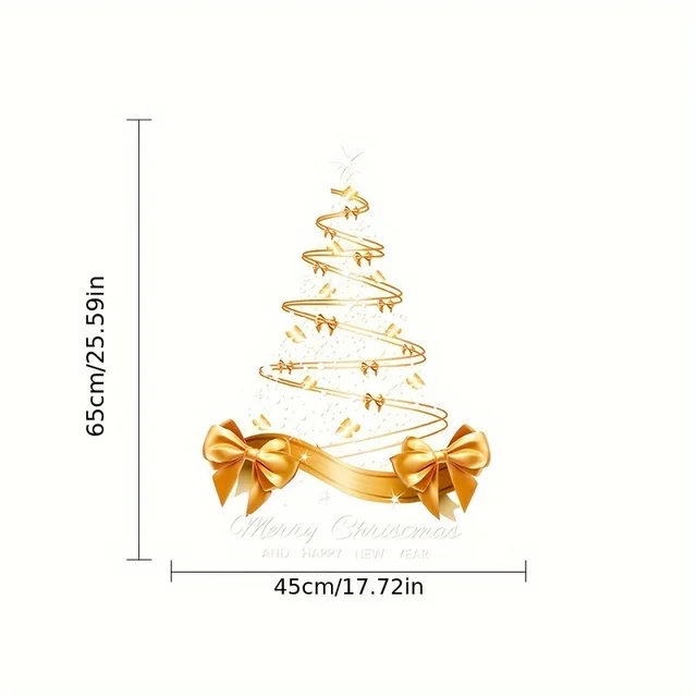 Golden Christmas Tree Electrostatic Sticker – 2025 Décor 3