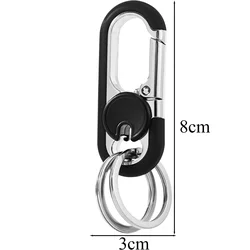 Sleek Double Ring Metal Keychain for Men - Stylish Key Holder & Gift (Black)