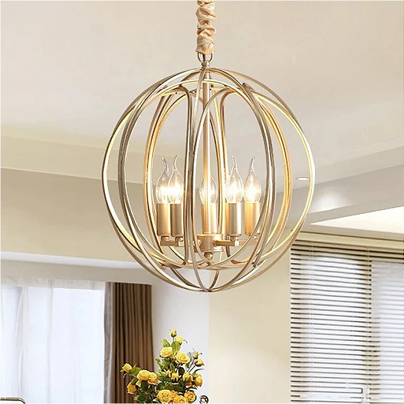 

Gold Ball Chandelier Luxury Modern Metal LED Chain Lighting Hotel Home Decor Living Room Bedroom Study Round Circle Pendant lamp