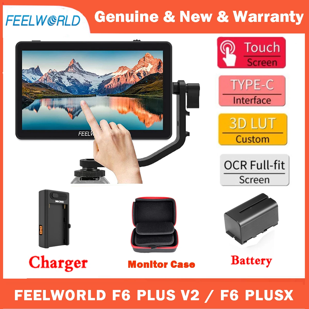 FEELWORLD F6 Plus V2 6' On-camera DSLR Field Monitor Touch Screen Monitor  with HDR 3D Lut IPS FHD 1920x1080 Video Focus Assis