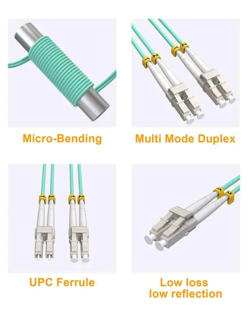 Fiber Optic Cable VANDESAIL LC-LC OM3 Fiber Optic Cable Duplex Multimode 10G Fiber Patch Cord 0.2-4m (0.65-12.8FT)