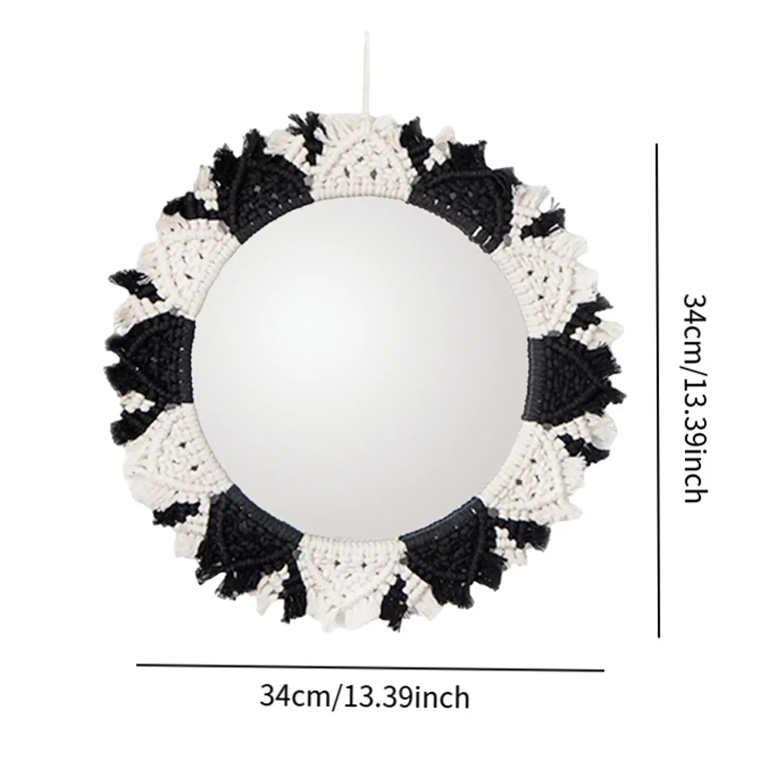 Miroir mural en macramé style bohème, décoration d'entrée, de bureau, petite taille