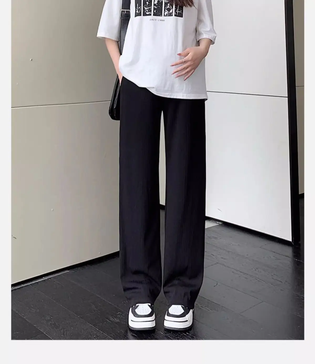 Pregnant Women Summer Thin Wide Leg Pants Loose Maternity Abdomen High Waist Trousers Pregnancy Full Length Belly Pants 6