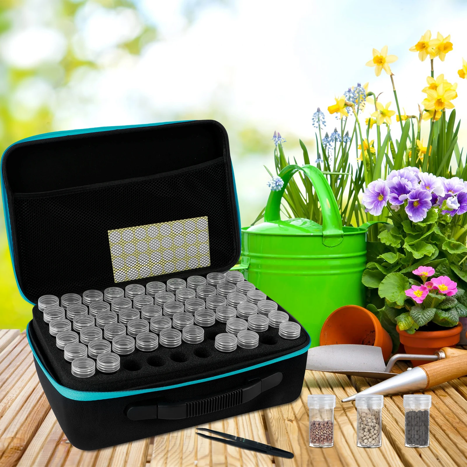 120 Slots Seed Storage Organizer Plastic Clear Seed Storage Container with Labels Stickers Funnel Tweezer Bag Portable