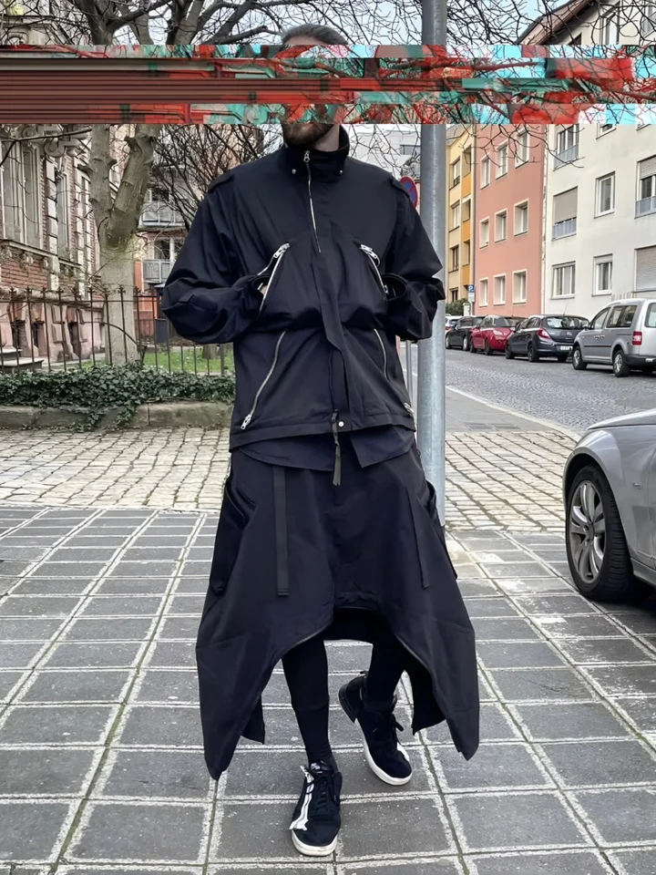 NJWN SK30DS Men's Loose Waterproof Zipper Multi-ket Cargo Pants