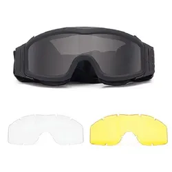 Tactical Wind & Dust Proof UV Protection Goggles with Interchangeable Lenses (Black)