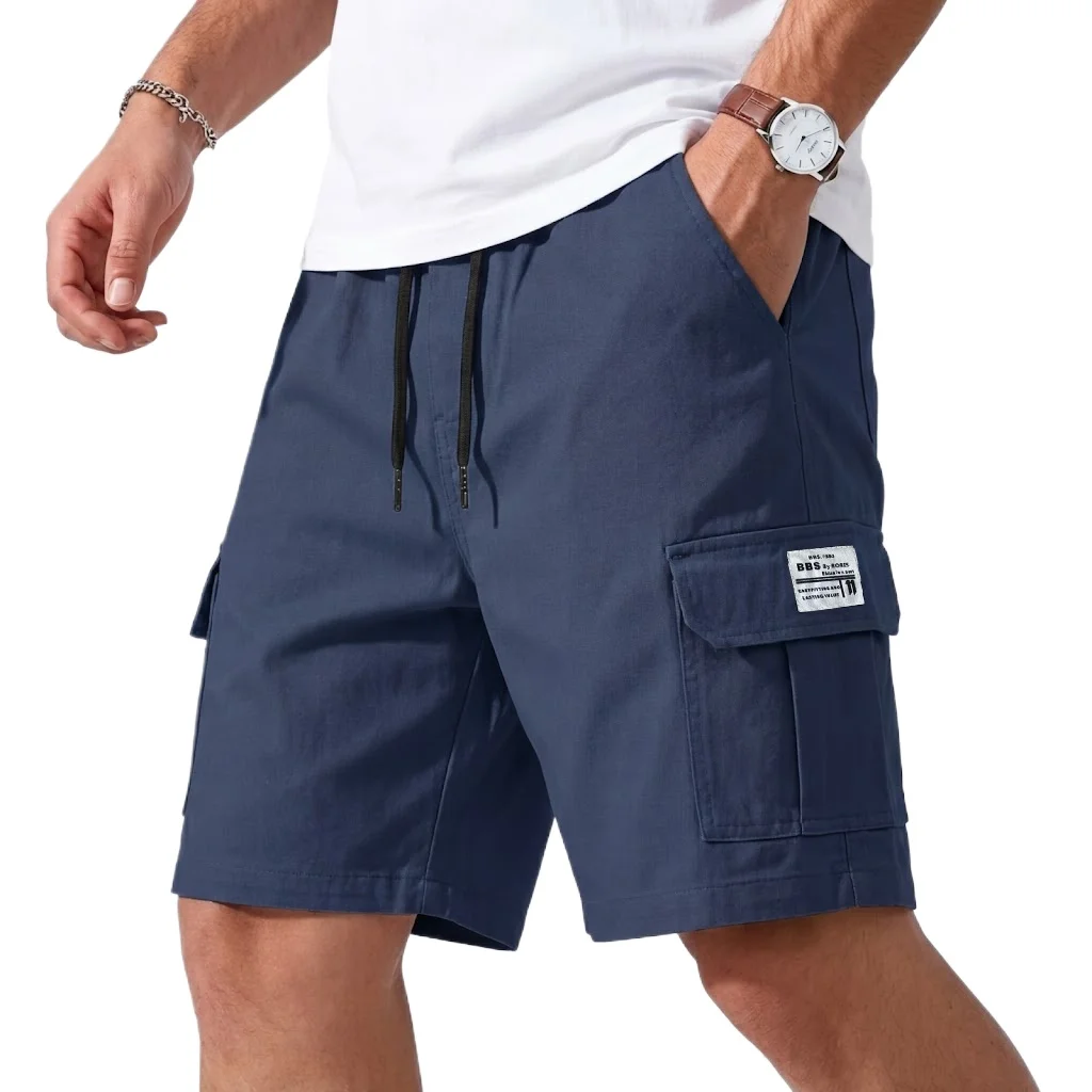 Men’s tactical cargo Bermuda multi-pocket breathable gym casual shorts blue