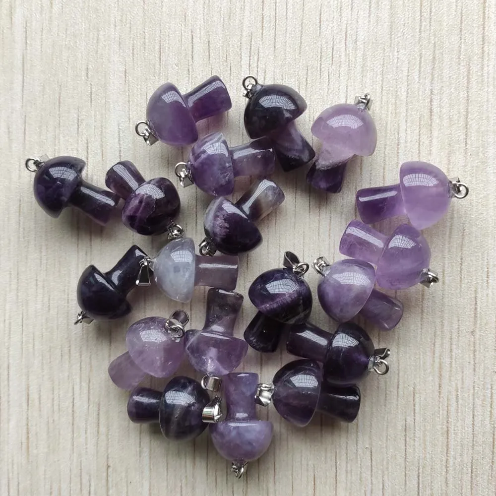 

Good quality Natural amethysts stone Mushroom shape pendants for jewelry accessories making 20pcs/lot wholesale free shipping