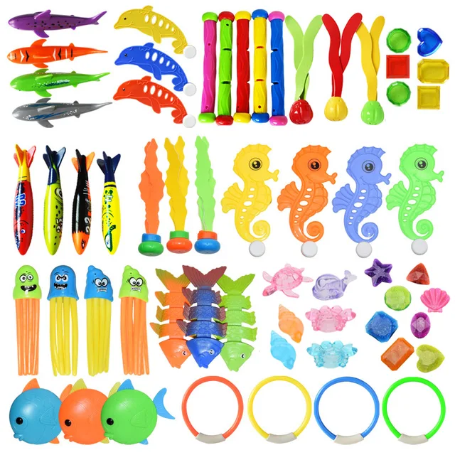 Kid Summer Swimming Diving Toys Set Pool Game Seaweed Diving Stick Shark Rocket Throwing Underwater Water Games Pool Accessories 1