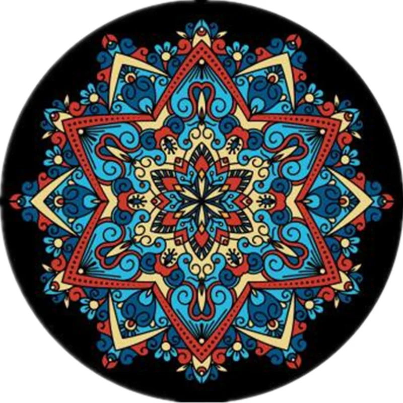 Ethnic Style Vintage Mandala Round Rug Balcony Hanging Basket Living Room Decorative Floor Mats Anti-slip Rug Game Chair Mat