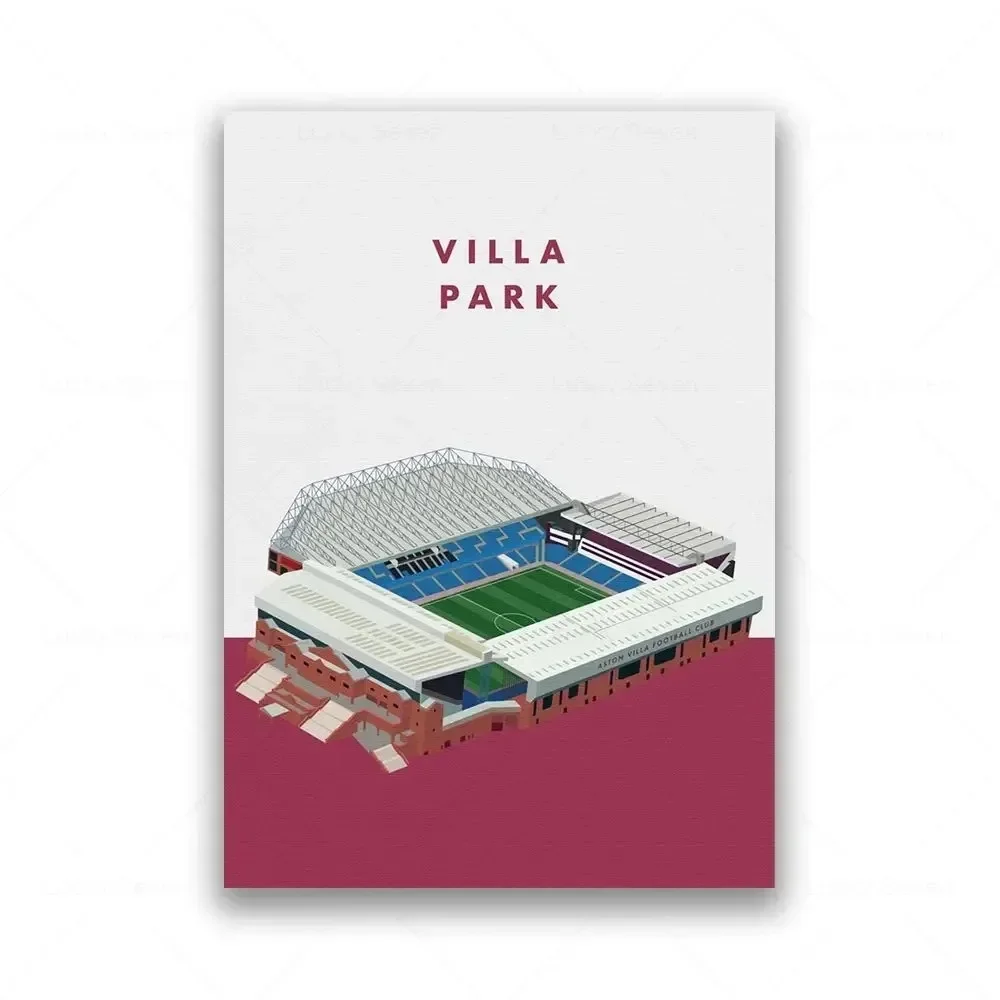 Minimalist Football Stadium Canvas Wall Art - Soccer Ground Sports Fan Unframed Poster