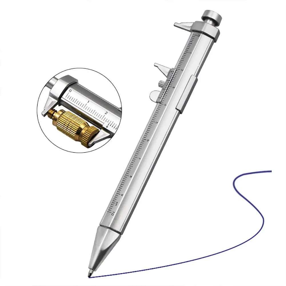 Caliper Type Ballpoint Pen 2 in 1 Precise Measurement Range Multifunction Vernier Bullet-tip Design Roller Ball Pen for Students