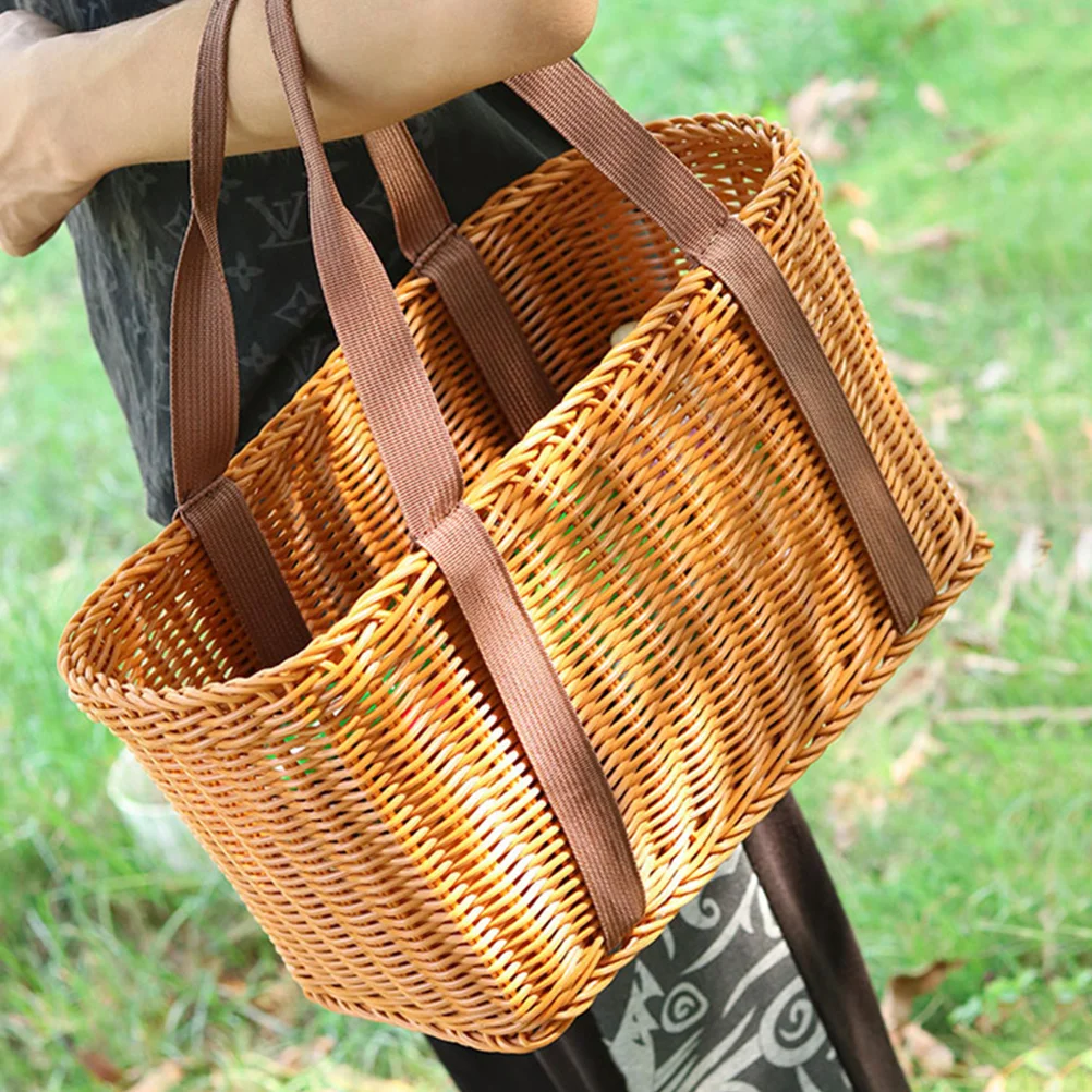 

Hand Basket Creative Delicate Storage Holder Woven Tote Fruit Hand-woven Handle Bag Pp Picnic Portable Miss Straw Baskets