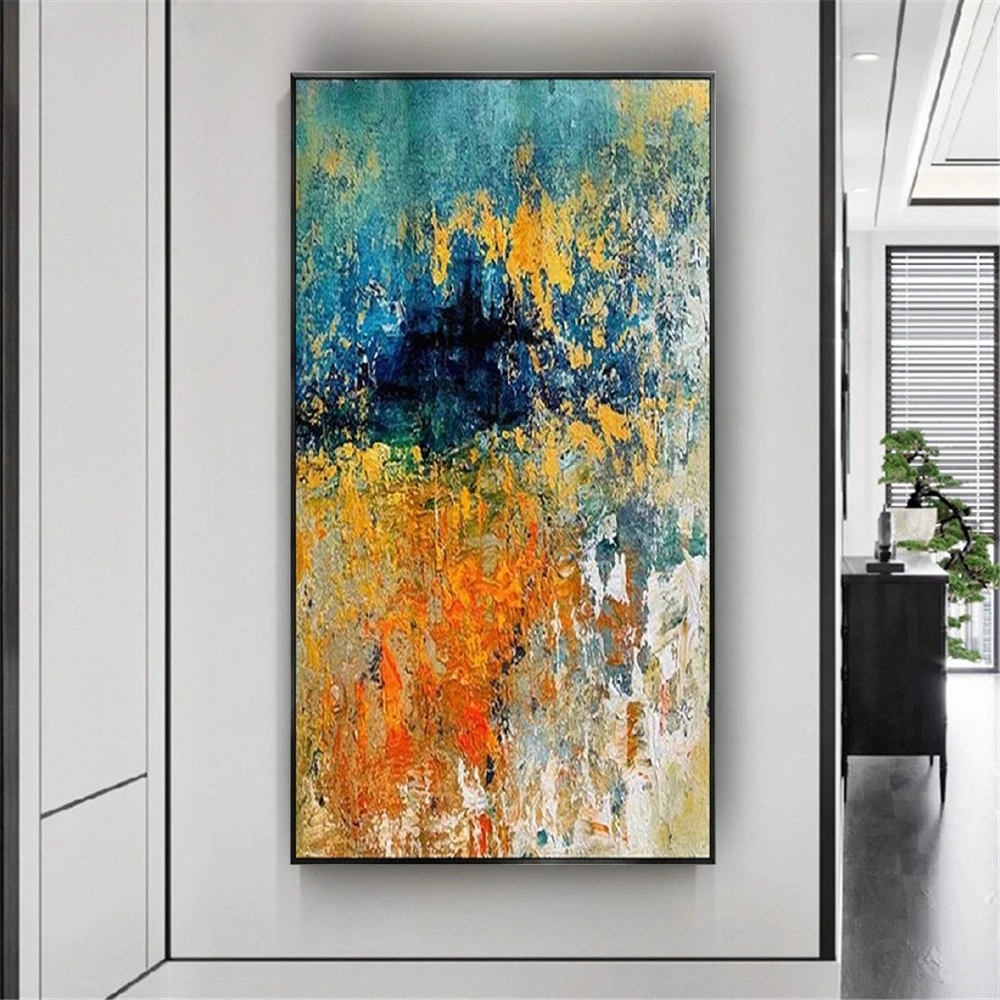 

100% Handmade Abstract Oil Painting Decor Living Room Modern Wall Art Pictures Decoration Home Colorful Indoor Landscape Trim