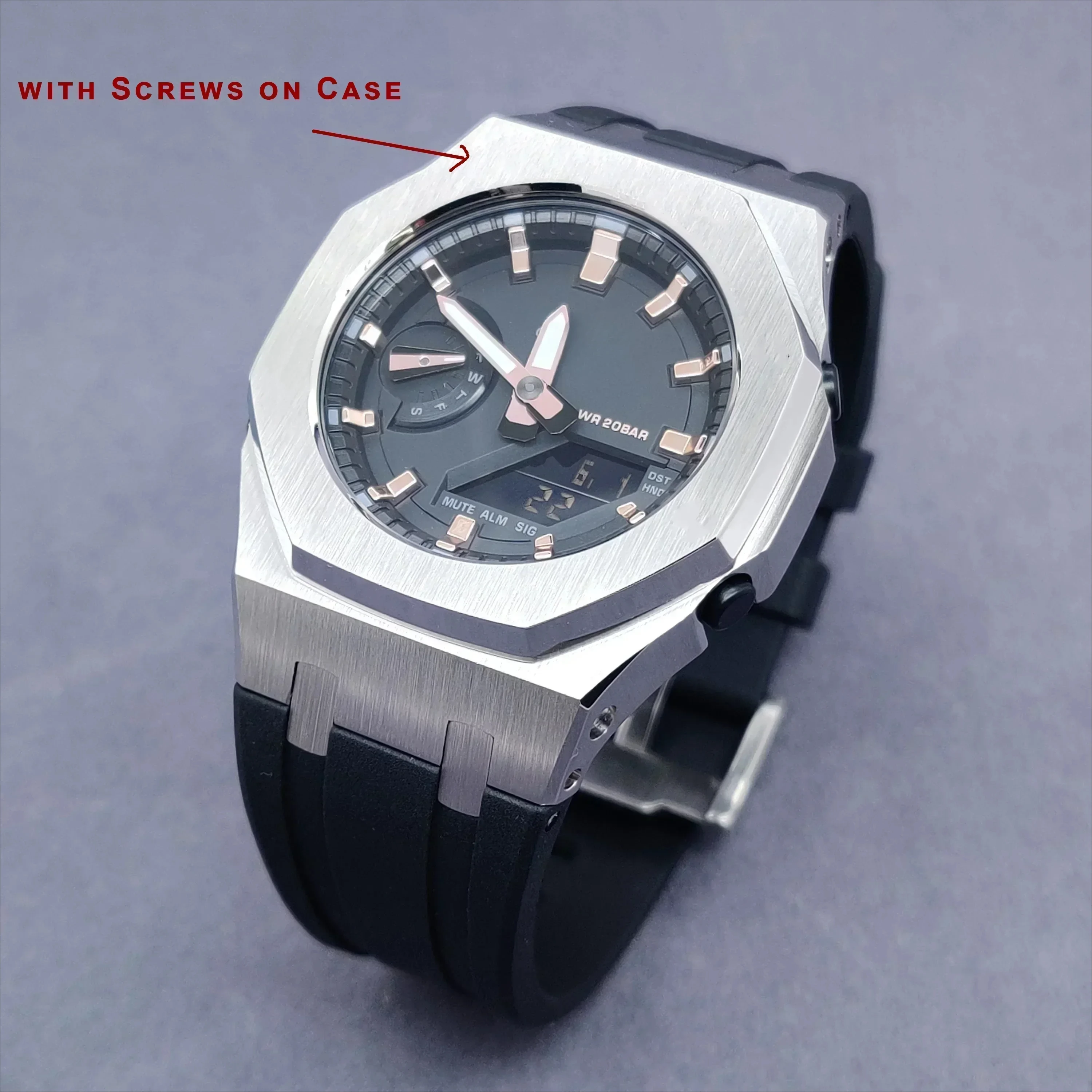 Mod Kit For Casioak GMAS2100 Stainless Steel metal Case Rubber