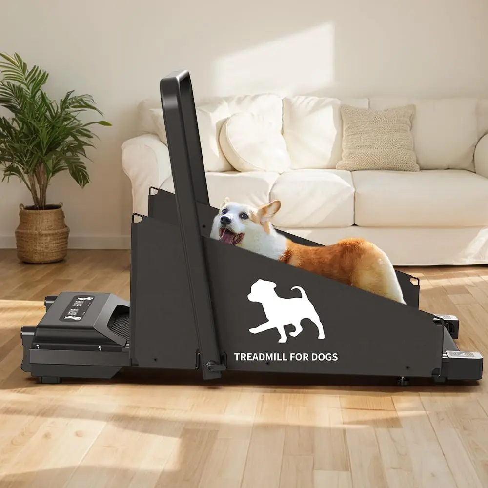Medium Small Dog Treadmill 265lbs Weight Capacity Pet Fitness Machine 360&deg; Rotatable Display 2 1 Treadmill Wheels Remote Control